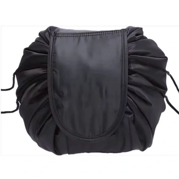 MAKEUP EXPANDABLE DRAWSTRING COSMETIC BAG OR CASE VELCRO CLOSURE IN BLACK- NEW - Picture 8 of 10